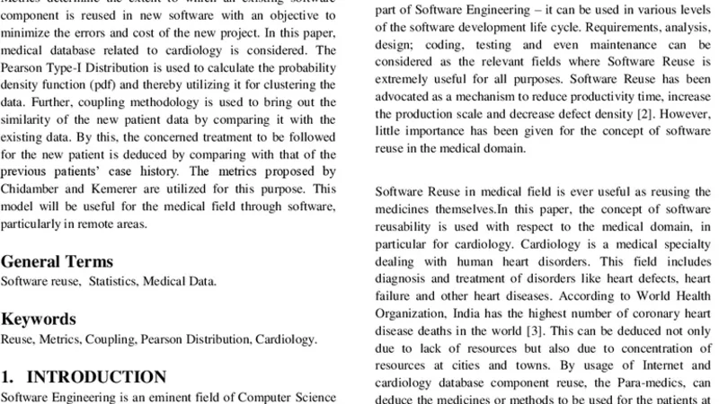 심장 환자 데이터베이스 재사용을 위한 피어슨 분포 기반 소프트웨어 모델