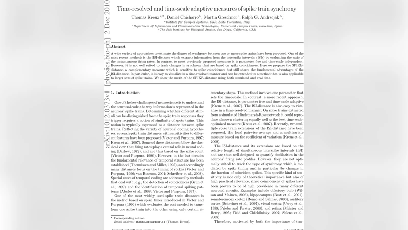 스파이크 거리 시계열 동기성 측정의 새로운 접근