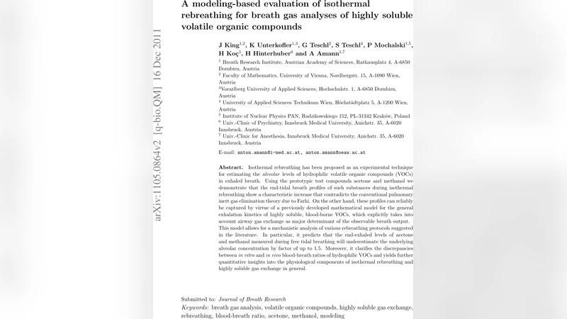 동일 온도 재호흡을 이용한 고용해성 휘발성 유기화합물 호흡 분석 모델 평가