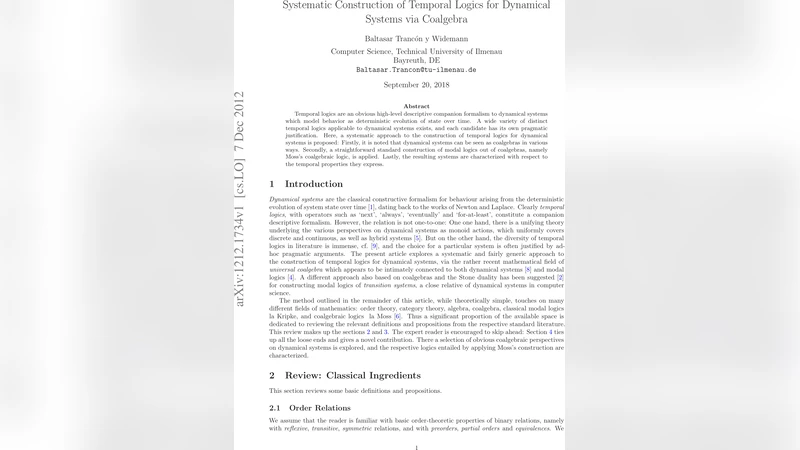 동적 시스템을 위한 시간 논리 체계적 구축