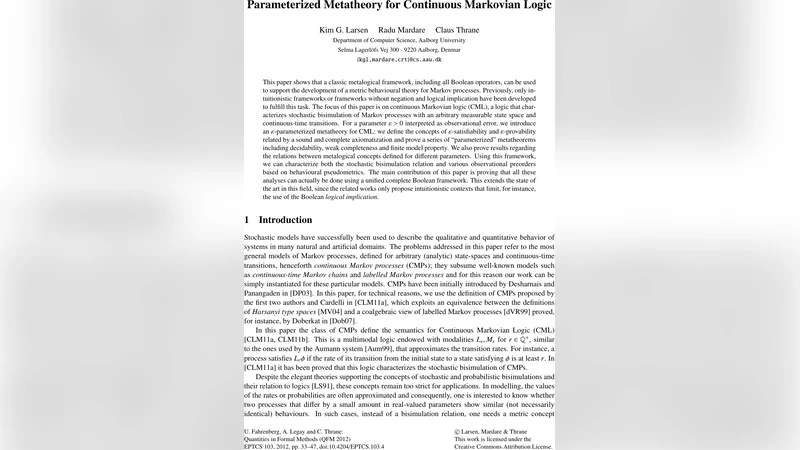 연속 마코프 논리의 파라미터화 메타이론