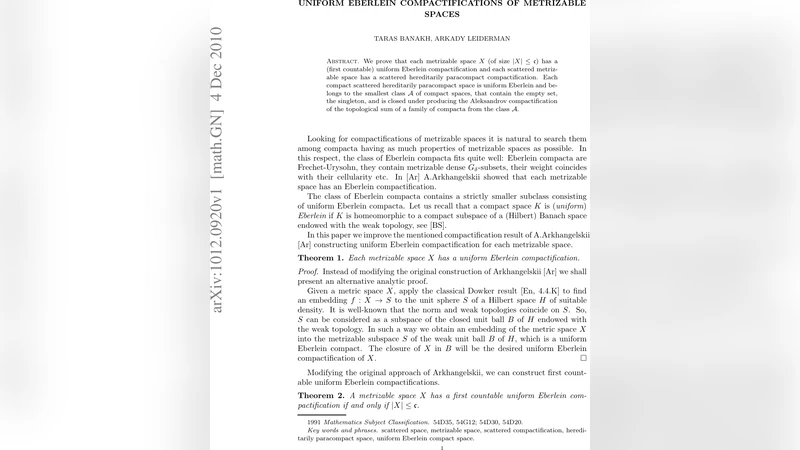 메트릭 공간의 균일 에버레인 콤팩트화