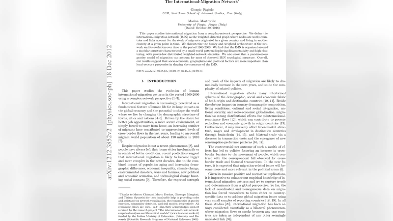 국제 이주 네트워크의 구조와 동역학