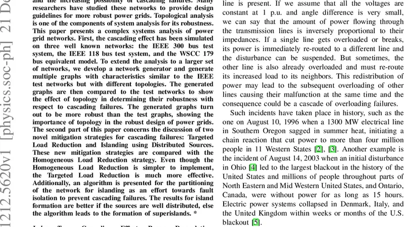 전력망 연쇄 고장 방지를 위한 위상 분석과 새로운 완화 전략