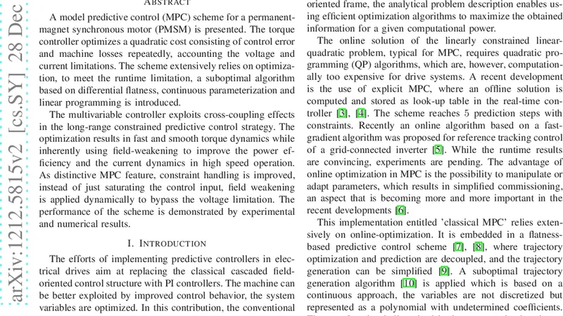 영구자석 동기전동기의 예측제어 효율 속도 제약을 동시에 만족하는 새로운 MPC 기법