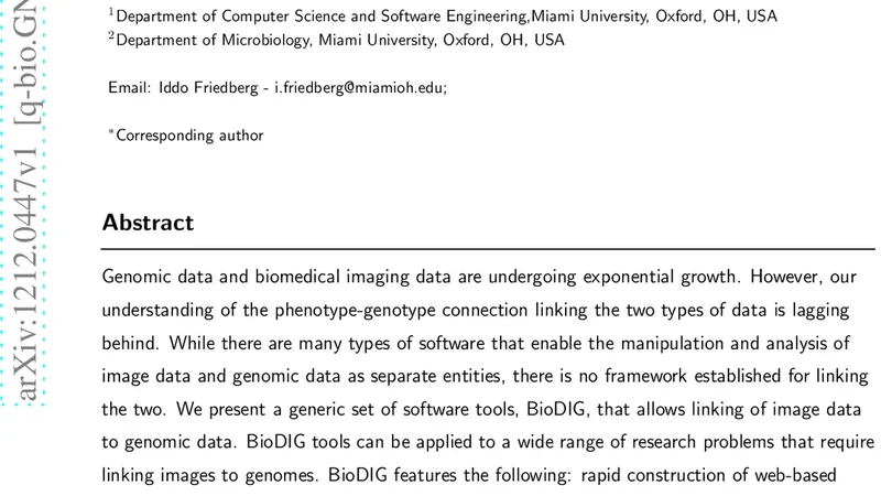 이미지와 유전체를 연결하는 바이오디지털 데이터베이스