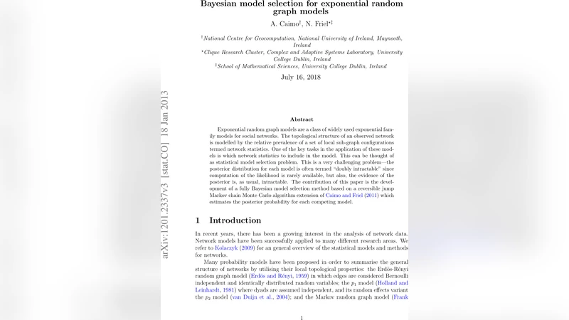 베이지안 모델 선택을 통한 지수 랜덤 그래프 모델 최적화