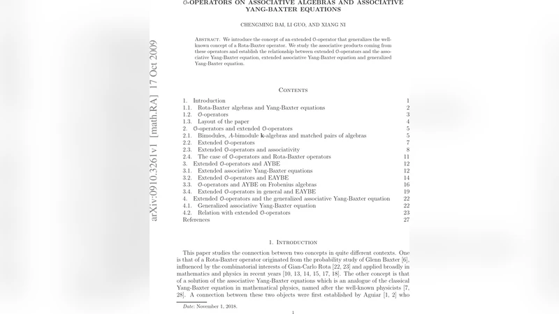 연관 대수와 연관 양버터 방정식에 대한 O연산자 연구