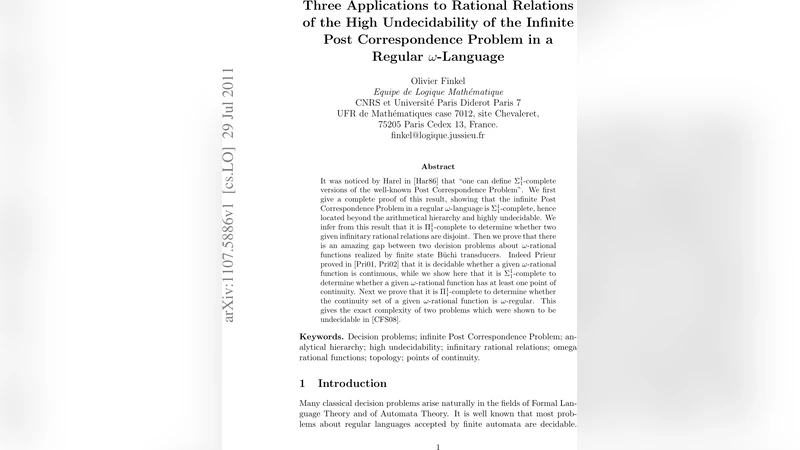 무한 포스트 대응 문제와 유리 관계의 고차 불확정성
