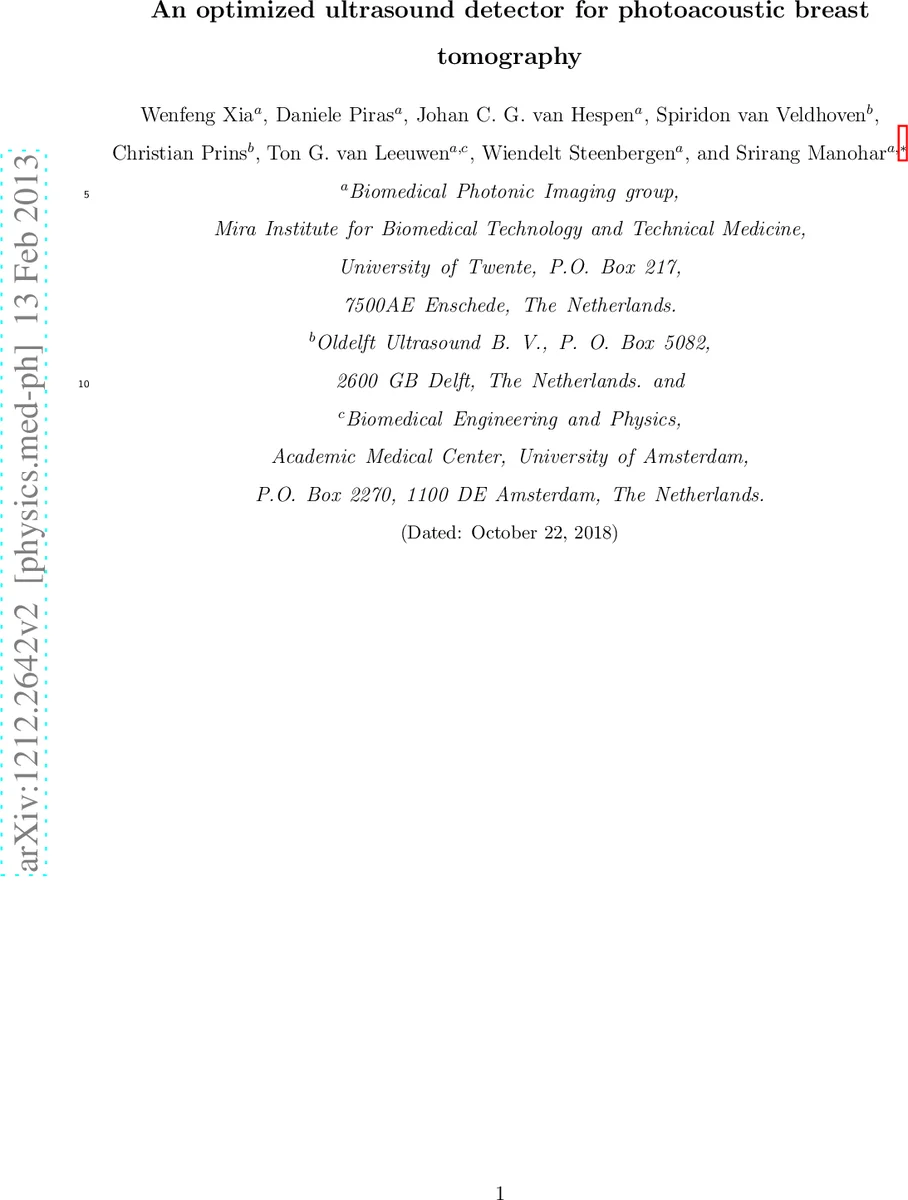 심층 유방 광음향 촬영을 위한 초고감도 초음파 탐지기 설계 및 최적화