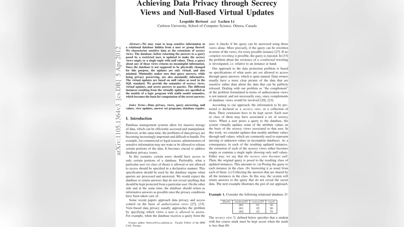 데이터 비밀 보호를 위한 널 기반 가상 업데이트와 시크리시 뷰