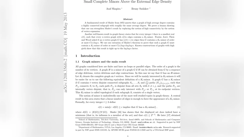 극한 에지 밀도 위의 작은 완전 마이너