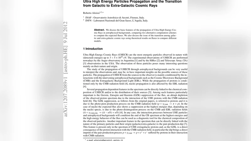 초고에너지 입자 전파와 은하계‑은하외 전이