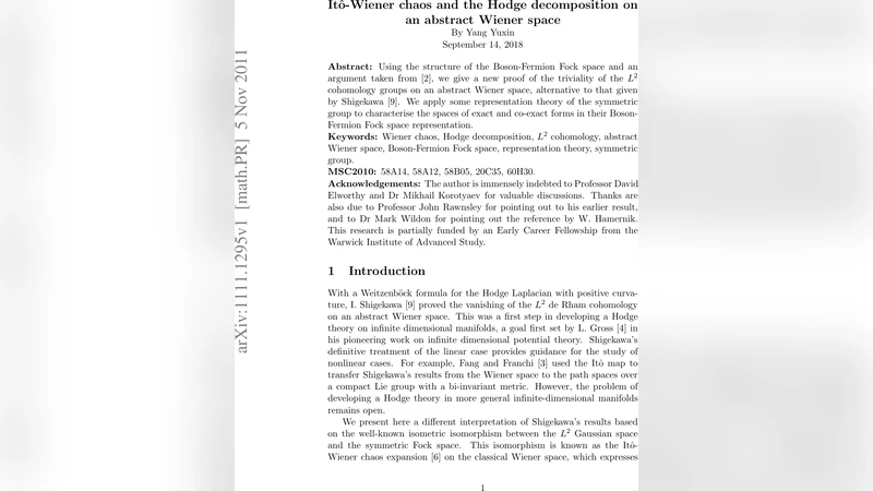 추상 위너 공간에서의 이토‑와이너 카오스와 호지 분해