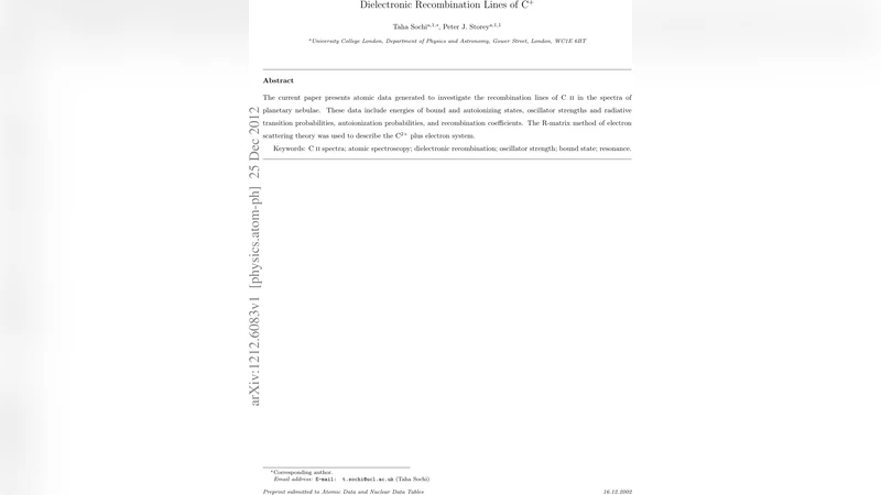 행성상성운에서 관측되는 C+ 이온의 전자 재결합 라인 연구