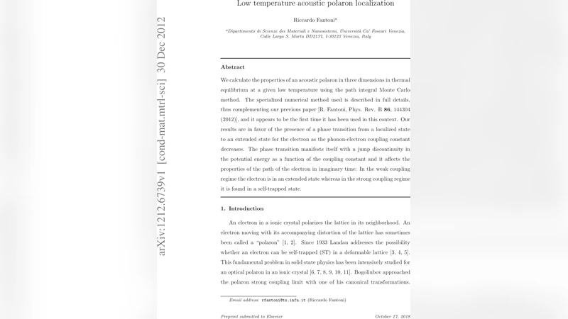 저온에서의 음향 폴라론 국소화