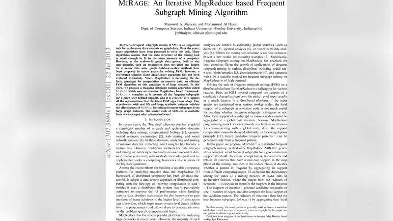 대규모 그래프 데이터용 반복적 MapReduce 기반 빈번 서브그래프 마이닝 알고리즘 MIRAGE