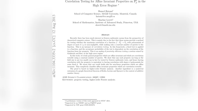 고차원 균일성으로 보는 아핀 불변 특성의 상관 테스트
