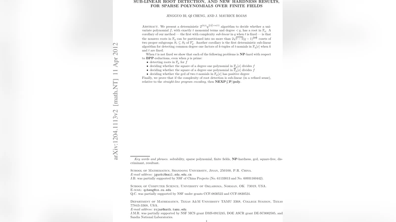 희소 다항식의 근 탐색과 난이도 경계