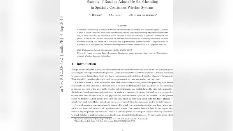 무선 네트워크 무작위 허용 집합 스케줄링의 안정성