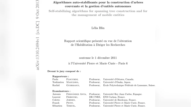 자기복구 스패닝 트리와 이동 로봇을 위한 자동안정화 알고리즘