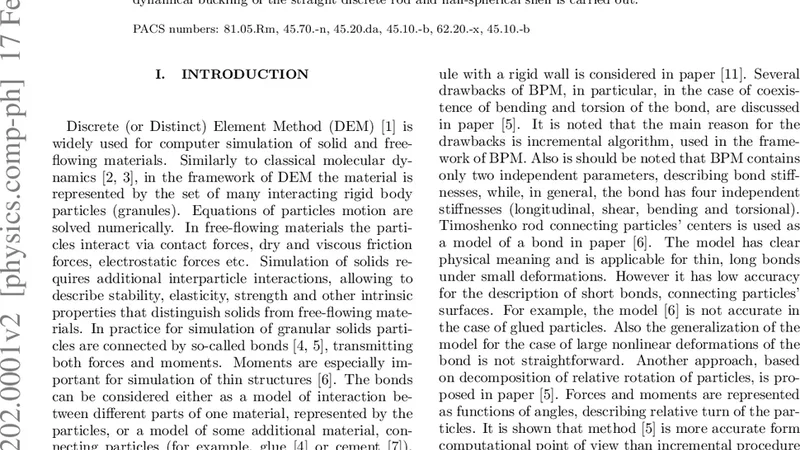 탄성 결합을 위한 벡터 기반 DEM 모델