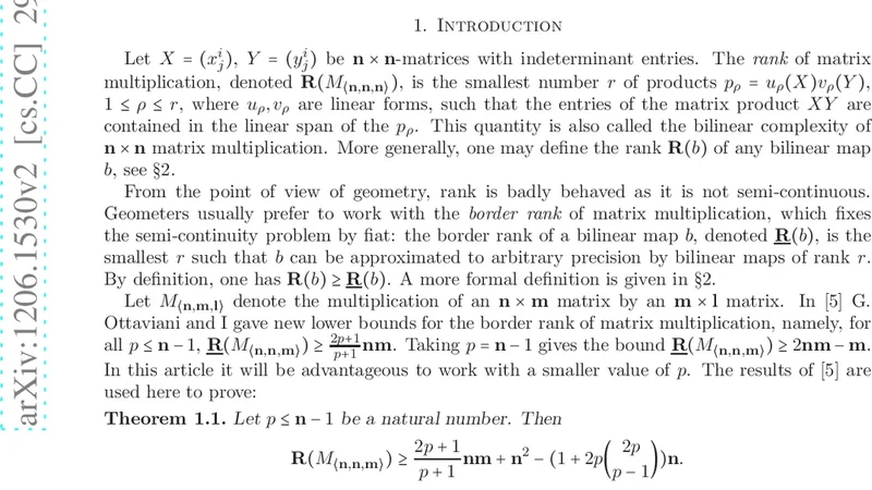 행렬 곱셈 랭크에 대한 새로운 하한