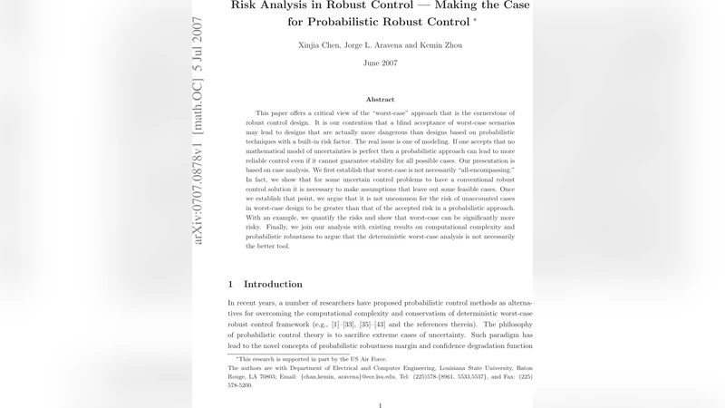 확률적 강인 제어가 최악 사례 설계보다 안전할 수 있다