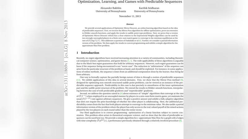 예측 가능한 시퀀스로 보는 최적화·학습·게임 이론