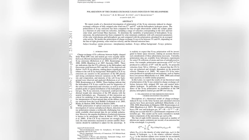 헬리오스피어 전하교환 X선 편광 연구
