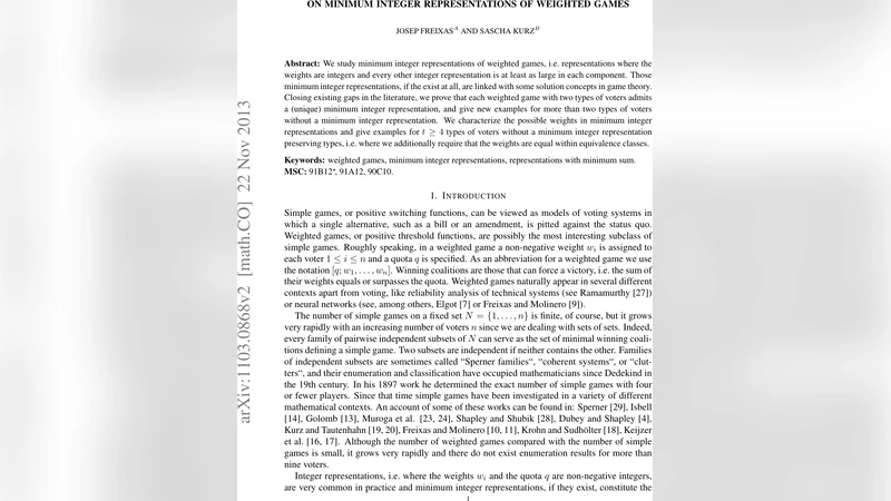 가중 게임의 최소 정수 표현