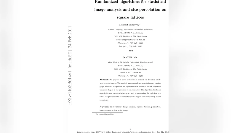 노이즈 이미지에서 객체 탐지를 위한 확률적 퍼콜레이션 알고리즘