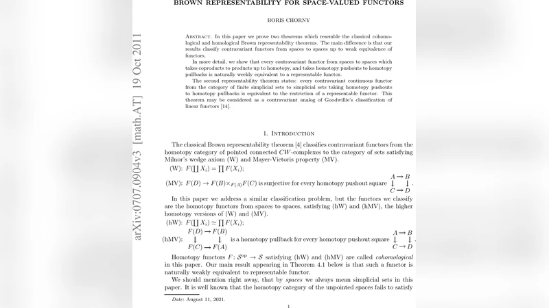 공간값 함수에 대한 브라운 대표성 정리