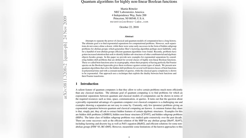 양자 알고리즘으로 풀어내는 고비선형 부울 함수 숨은 이동 문제