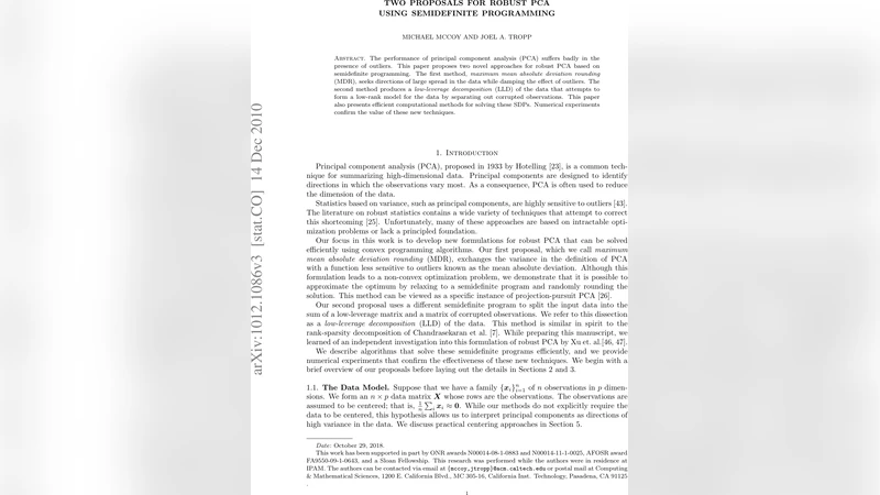 반정밀 주성분 분석을 위한 두 가지 SDP 접근법