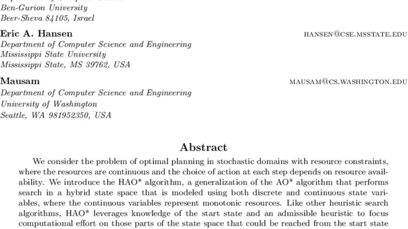 연속 자원을 고려한 확률적 도메인 계획을 위한 휴리스틱 탐색