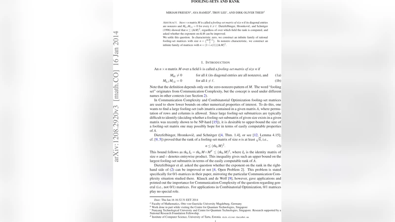 거짓셋 행렬과 랭크의 최적 관계