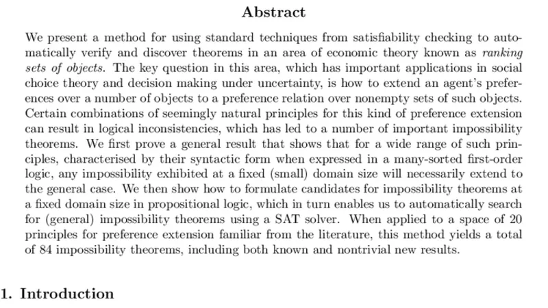 집합 선호 확장의 불가능성 정리를 자동 탐색하는 SAT 기반 방법