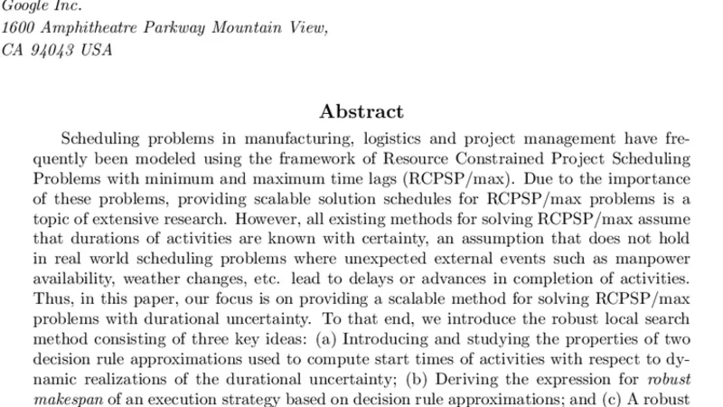 불확실한 작업시간을 고려한 RCPSP/max 강인 로컬 탐색