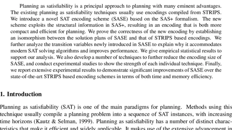 SAS+ 기반 플래닝을 위한 새로운 SAT 인코딩