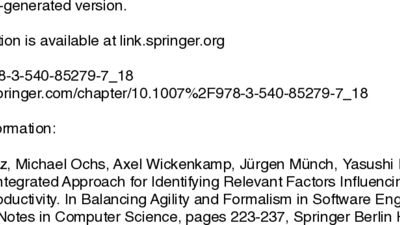 소프트웨어 생산성 핵심 요인 통합 탐색 방법