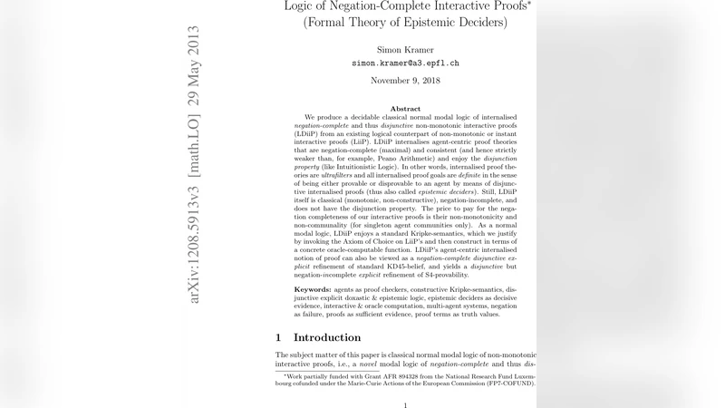 부정완전 상호증명 논리: 에피스테믹 디시더의 형식 이론