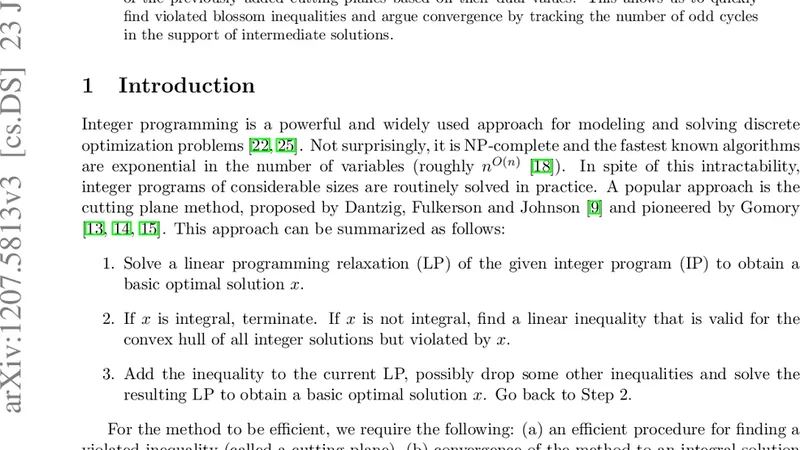 완전 매칭을 위한 다항식 절단면 알고리즘