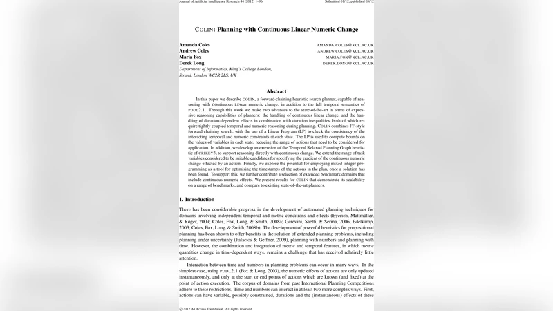 연속 선형 수치 변화를 다루는 플래너 COLIN