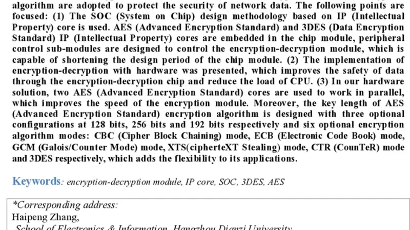 인터넷 보안 SOC용 고속 암·복호화 모듈 설계