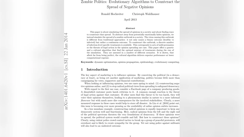 좀비 정치: 진화 알고리즘으로 부정 의견 확산 억제