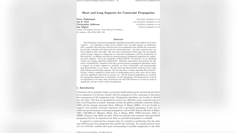 제약 전파를 위한 짧은 지원과 긴 지원