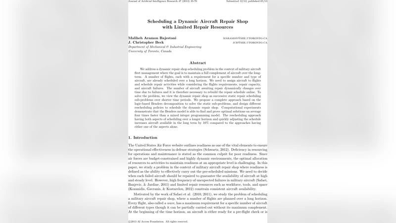 동적 항공기 정비소 스케줄링: 제한된 자원을 활용한 최적화 전략