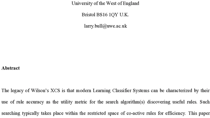 학습 분류기 시스템의 진화 CS1에서 XCS까지