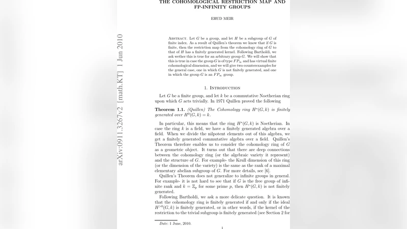 제한 사상과 FP∞ 군의 코호몰로지 생성성
